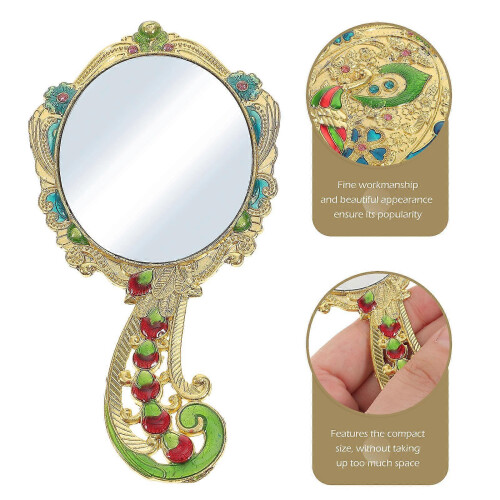 Vintage Gold Metal Makeup Mirror & Comb Set 2Pcs Handheld 2