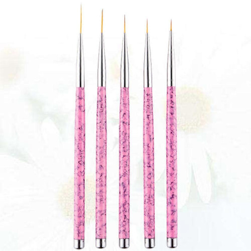 Set di 5 penne per nail art e manicure con pennelli rosa 1