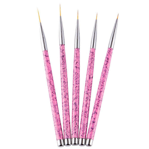 Set di 5 penne per nail art e manicure con pennelli rosa 2