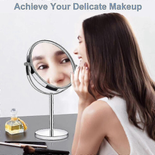 Large Double Sided 10x Magnifying Mirror, 360 Swivel Stand 1