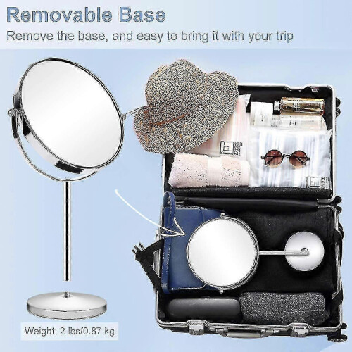 Large Double Sided 10x Magnifying Mirror, 360 Swivel Stand 2
