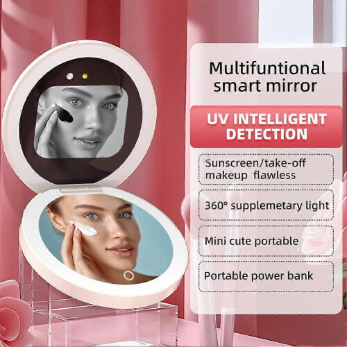Smart UV Sunscreen Test Camera Makeup Mirror 3000mAh Power Bank LED Rechargeable 2