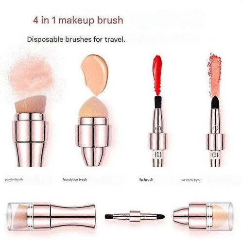 Dual-Ended Mini Makeup Brush Pen, 4-in-1 Retractable Travel Set 1