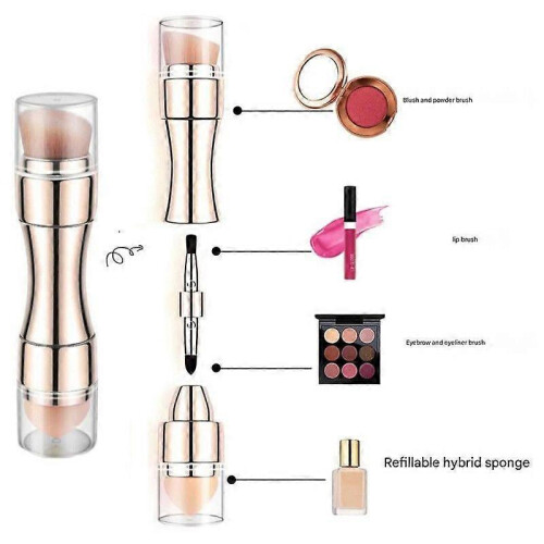 Dual-Ended Mini Makeup Brush Pen, 4-in-1 Retractable Travel Set 2