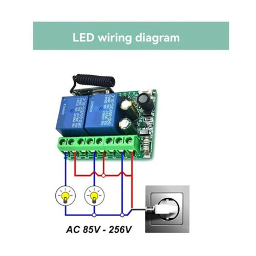 433Mhz Wireless Remote Control  AC 85-256V Relay 2 Channels Receiver Module for Garage Doors Lighting Curtains 1