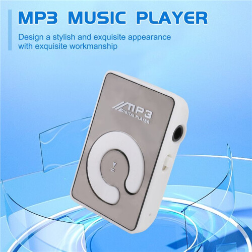 Mirror Clip USB Digital Mp3 Music Player Support 8GB  TF Card White 1