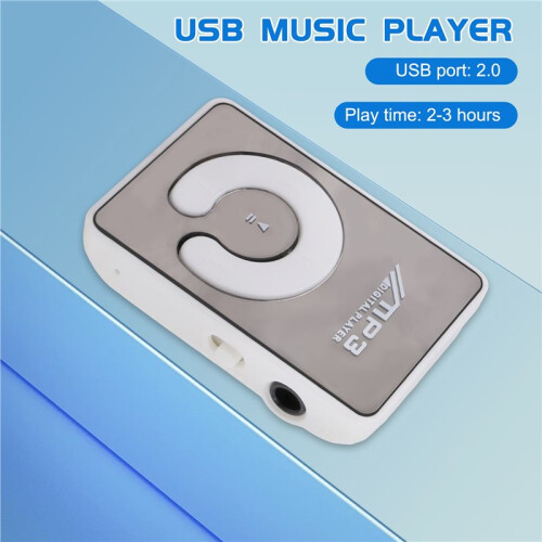 Mirror Clip USB Digital Mp3 Music Player Support 8GB  TF Card White 2