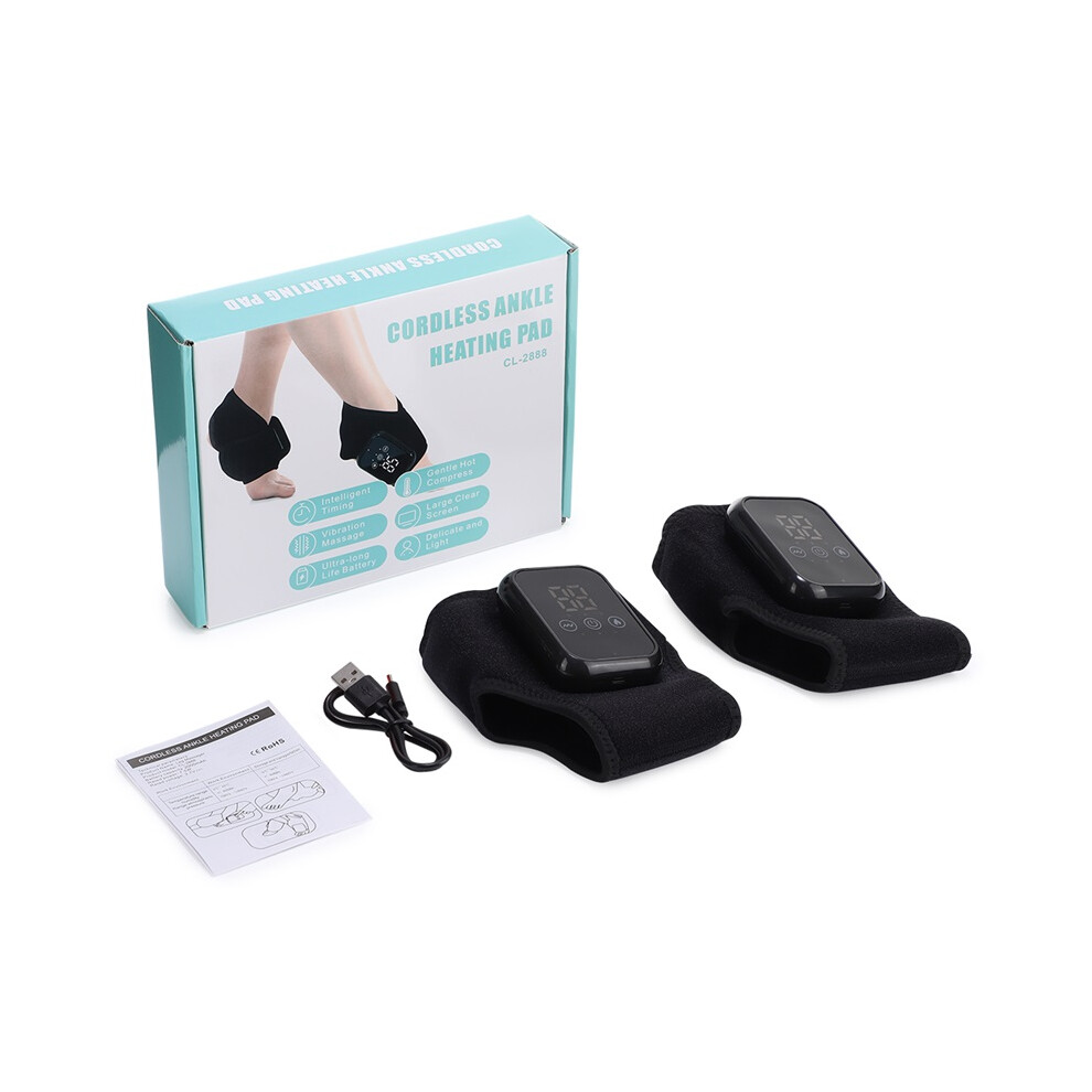 Stoyotu (Black1 Pair) Foot Ankle Heatting Massage Belt Hot Compresses Vibration Massager Wireless Foot And Ankle Joint Hot Compress Protection Brace