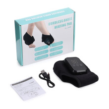 (Black 1 Piece) Foot Ankle Heatting Massage Belt Hot Compresses Vibration Massager Wireless Foot and Ankle Joint Hot Compress Protection Brace