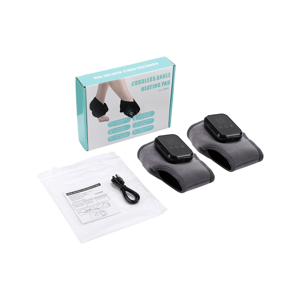 Stoyotu (Grey1 Pair) Foot Ankle Heatting Massage Belt Hot Compresses Vibration Massager Wireless Foot And Ankle Joint Hot Compress Protection Brace