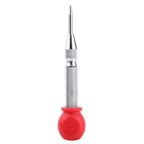 (Silver Red) Center Automatic Punch Spring Load Chrome Rivet Screw Auto 130mm Hole Marking
