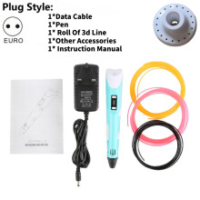 (Blue EU)3d Printing Drawing Graffiti Art Pen Creative Toy Gift Imagination Development