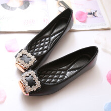 (Black, EU42) Rhinestone Leather Soft Women Flats Shoes Woman Boat Shoes Flats Ladies Casual