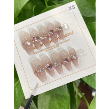(XS) Diamond Hanrafted Galaxy Luxury Bridal Nail Tip Ice Transparent Enhances Fairness Desire Removable Pure