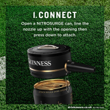 Guinness Draught Nitrosurge | 4.1% vol | 10x558ml Beer Cans | Perfect Pub Pour at Home | Match Day Beer | Celebrate the Football This Summer | Device