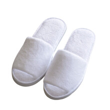 (White)Pantofole donna tinta unita corallo pile casa spesse piatte antiscivolo hotel punta aperta