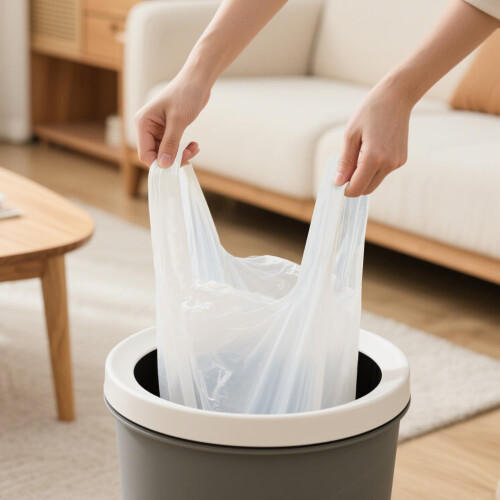 Bin Bags 10l w/ Tie Handle, 100 Plastic Pedal Trash Bin Can Liners 1