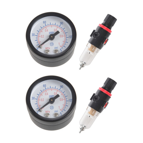 2X 1/4 Luft Kompressor Filter Wasser Abscheider Faenger Werkzeug Kit mit Regler Afr-2000