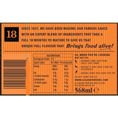 Lea & Perrins Worcester Sauce, 568 ml 2