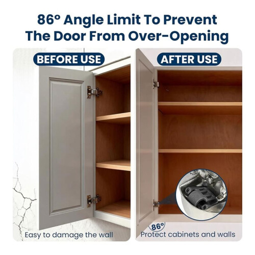 86 Degree Angle Restrictor Restriction Clips (50Pack), Hinge Restrictors for Cabinet Doors, for Face Frame Hinges 2