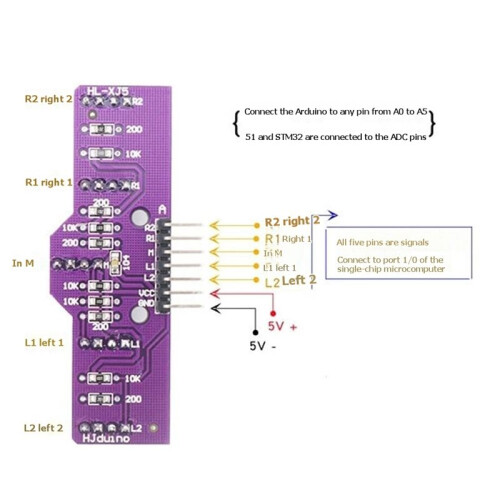 5-Way Analog  Follower Sensor Optical Patrol Module Analog Grayscale Sensor 1