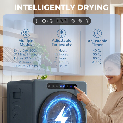 Homcom HOMCOM 5 kg Portable Vented Tumble Dryer Machine with Timer, Blue 2