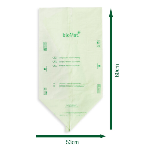 bioMat Compostable 30 Litre Kitchen Caddy Liners, 50 Refuse Sacks, EN 1