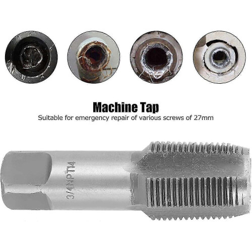 3/4 Inch Npt Pipe Tap, Thread Repair Machine Hss Silver Standard Tapping Tool 2