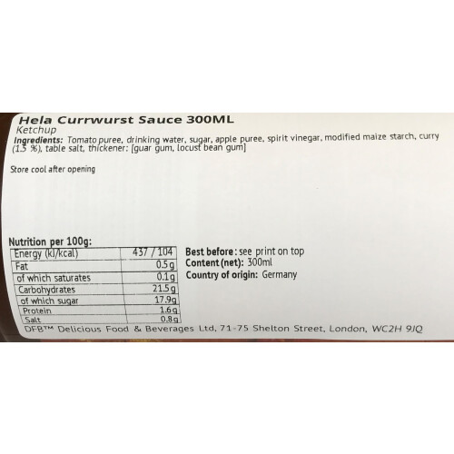 Hela Currywurst Sauce 300ML - imported by DFB 2