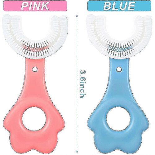 4 Kids U-Shaped Toothbrushes, Silicone Head, Whole-Mouth Clean, Handle 1