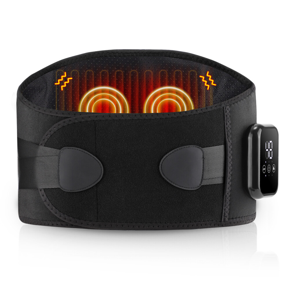 Stoyotu Adjustable Vibration Lower Back Massager Waist Spine Plates Support Belt Heating Pad Hot Compress Portable Lumbar Brace