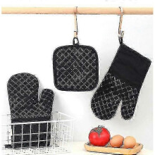 (Red) Oven mittens, heat-resistant oven mittens, silicone oven mittens, heat-resistant thickened, Red