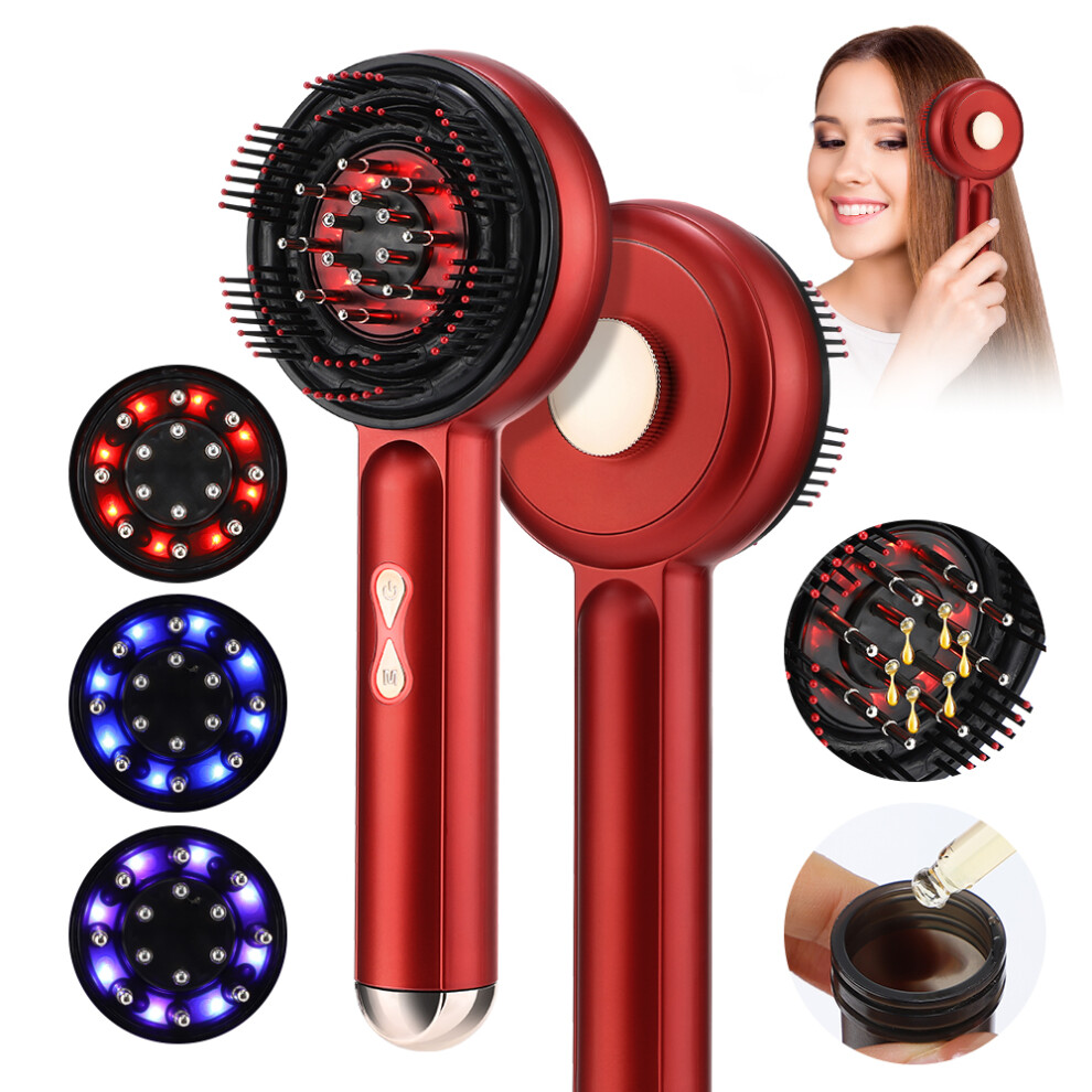 Stoyotu Electric Scalp Massager Comb Hair Growth Micro-Current Red & Blue Light Anti-Hair Loss Treatment Oil Applicator Kneading Relax
