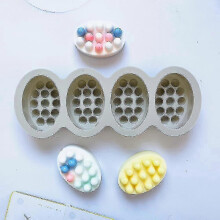 (Gray) Four-cavity silicone massage soap mold, 3D soap mold, DIY handmade soap making mold, 3D hair comb ice mold, scalp massager, Gray