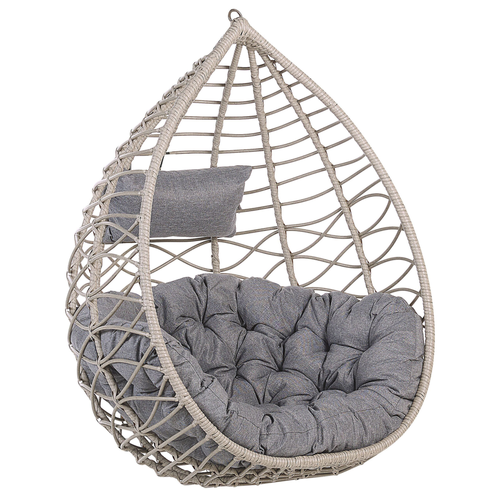 Beliani Hanging Chair Arsita Pe Rattan Grey
