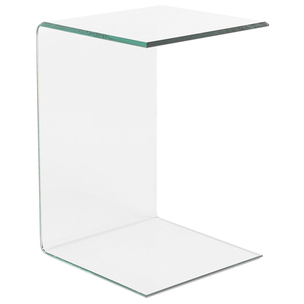 Beliani Side Table Lourdes Tempered Glass Transparent