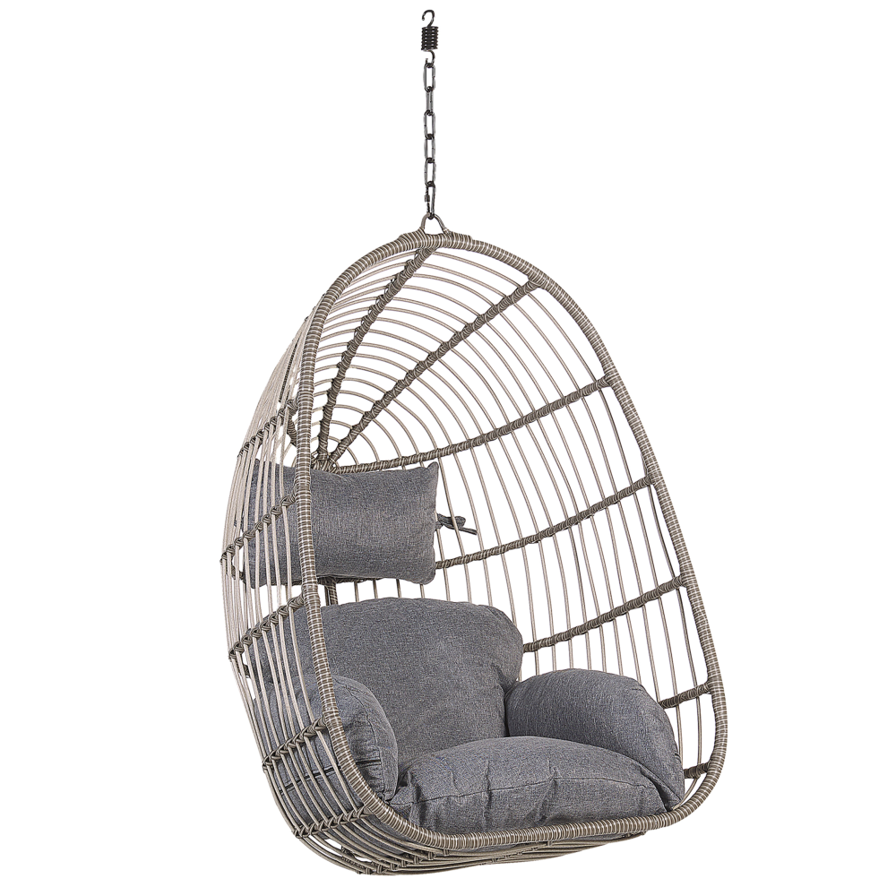 Beliani Hanging Chair Casoli Pe Rattan Grey