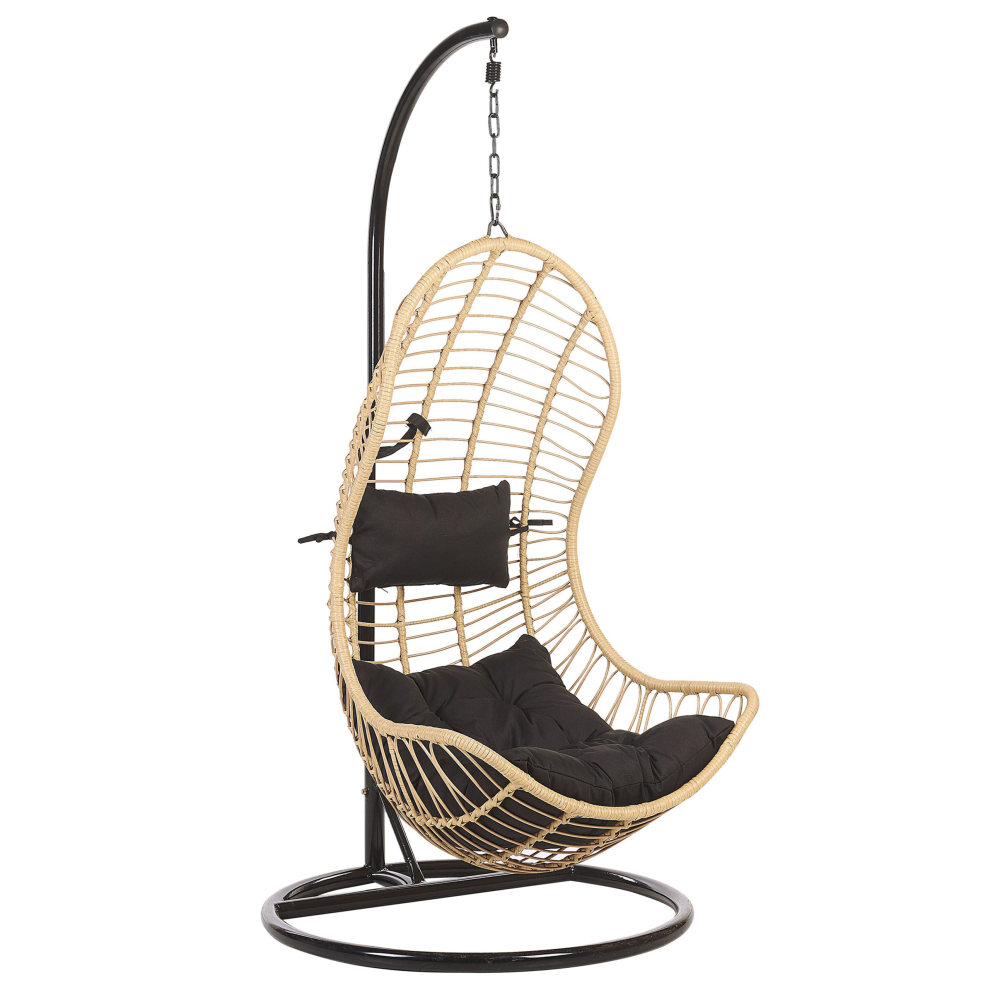 Beliani Hanging Chair With Stand Pineto Pe Rattan Natural