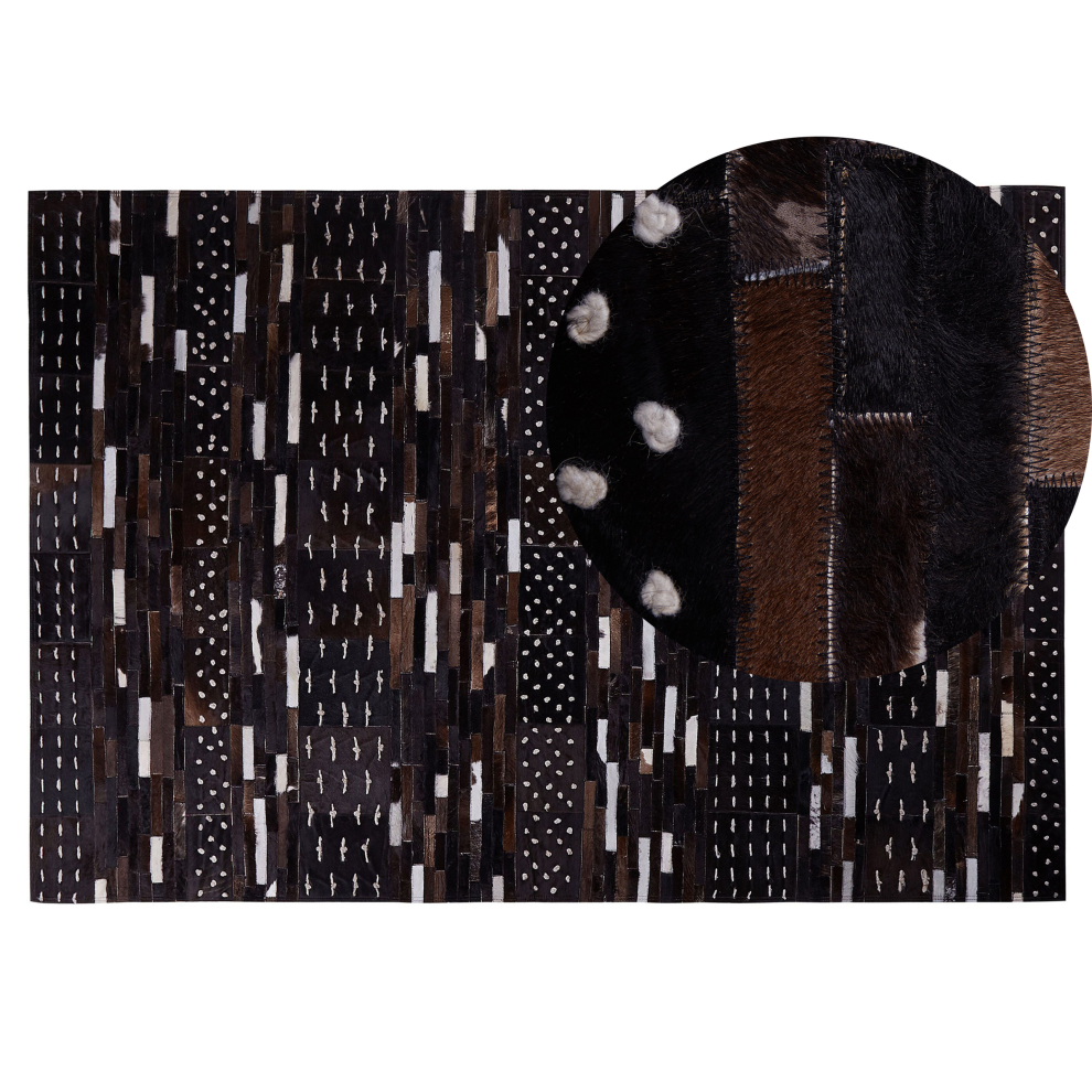 Beliani Rug Akseki Dark Brown 140 X 200 Cm Leather