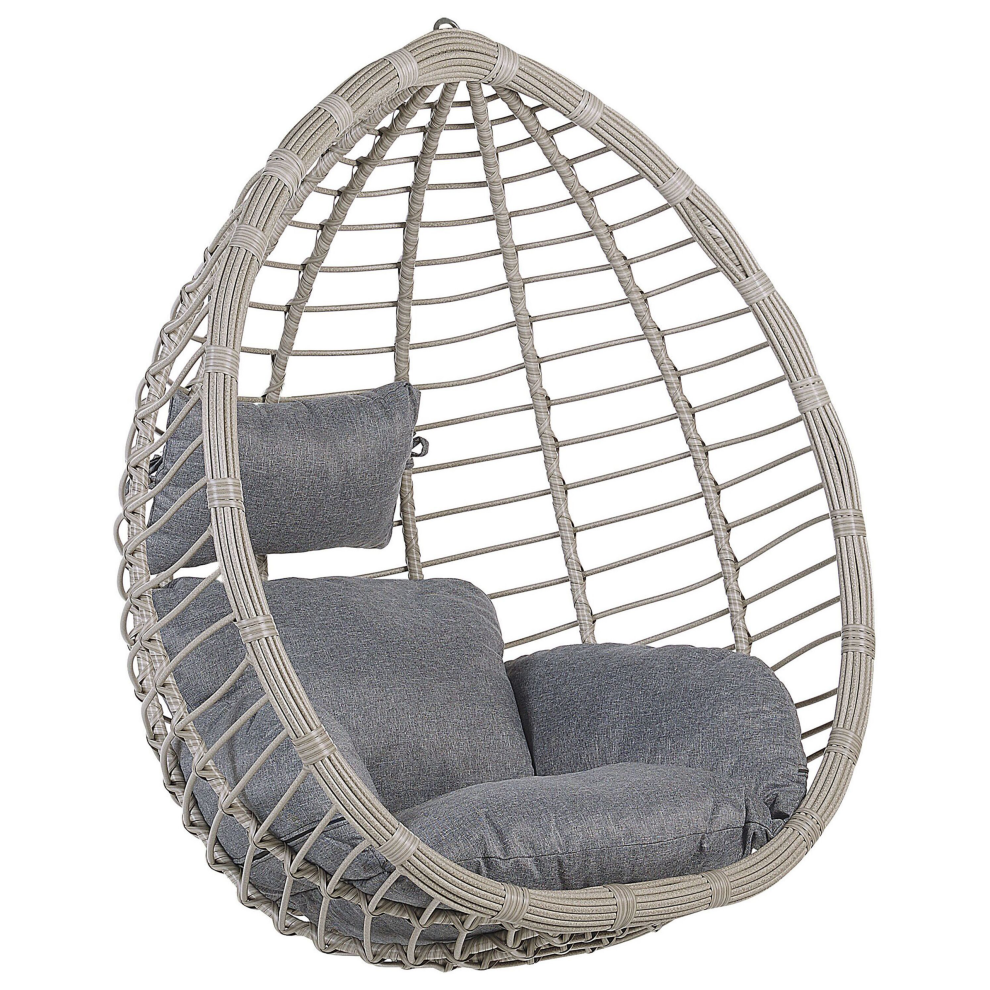 Beliani Hanging Chair Tollo Pe Rattan Grey