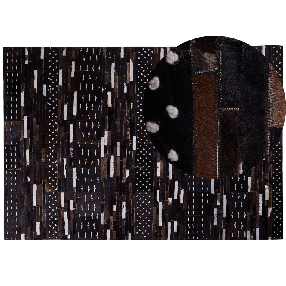Beliani Rug Akseki Dark Brown 160 X 230 Cm Leather