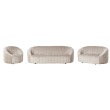 Living Room Set 6 Seater MALUNG Velvet Beige