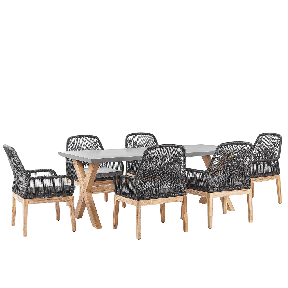 Beliani Olbia 6 Seater Garden Dining Set Black With Cushions