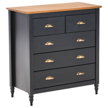 5 Drawer Chest SHILLINGTON Pine Wood Black
