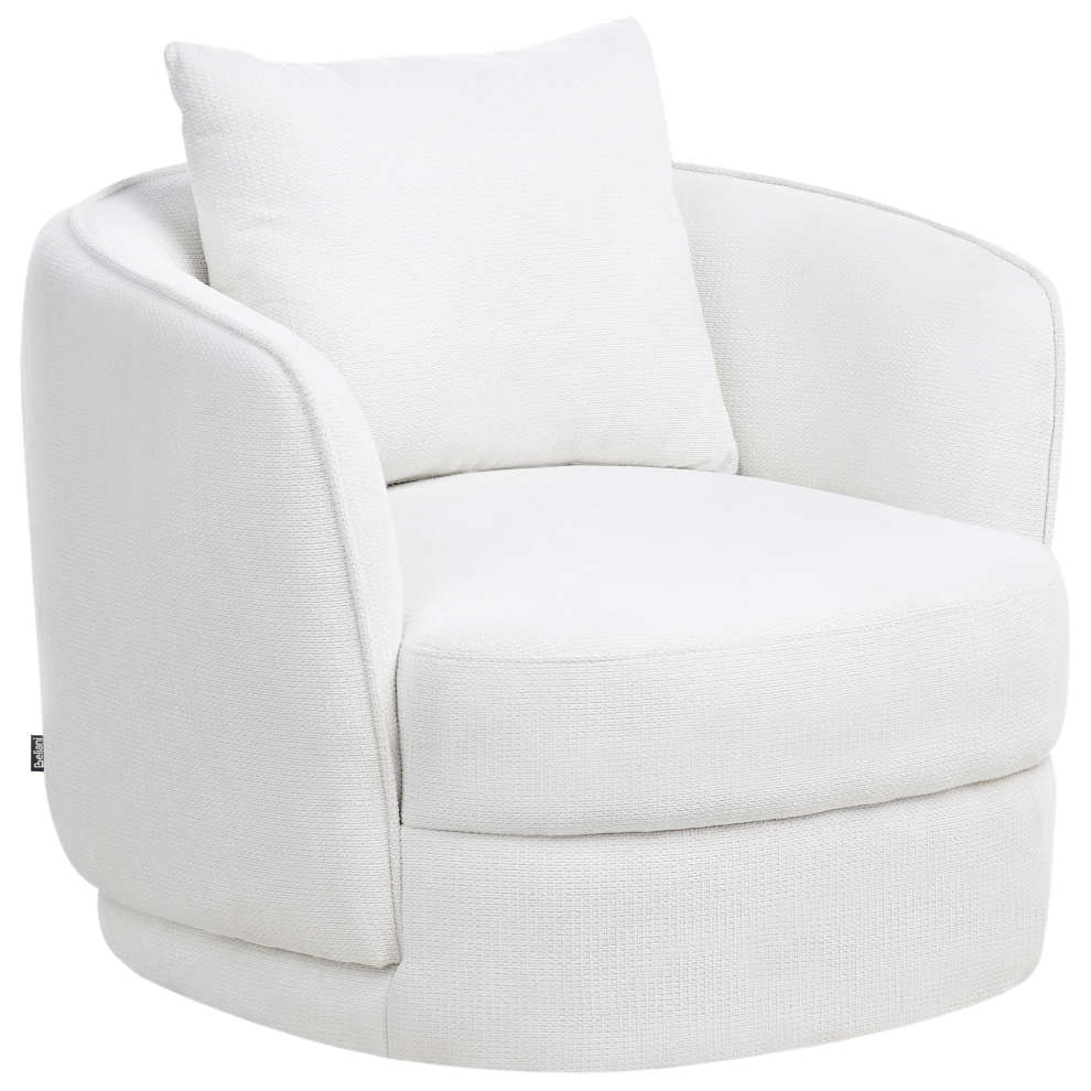 Beliani Swivel Armchair Andalen Fabric Off-White