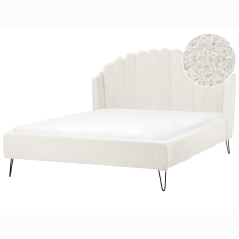 Bed Boucle AMBILLOU 140 x 200 cm (EU Double) Off-White