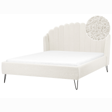 Bed Boucle AMBILLOU 160 x 200 cm (EU King Size) Off-White