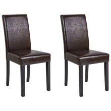 Set of 2 Dining Chairs BROADWAY Faux Leather Dark Brown