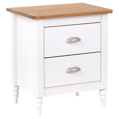 Beliani 2 Drawer Bedside Table SHILLINGTON Pine Wood Brown/ White