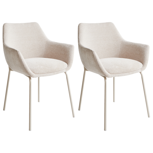 Beliani Set of 2 Dining Chairs BOWDON Chenille Light Beige